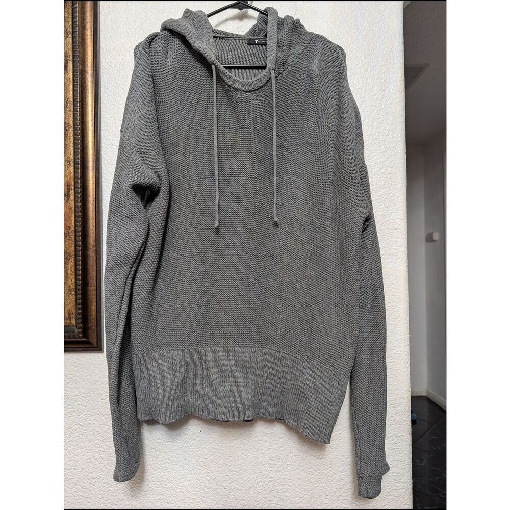 Alexander Wang Gray Crewneck Hooded Knit Sweater